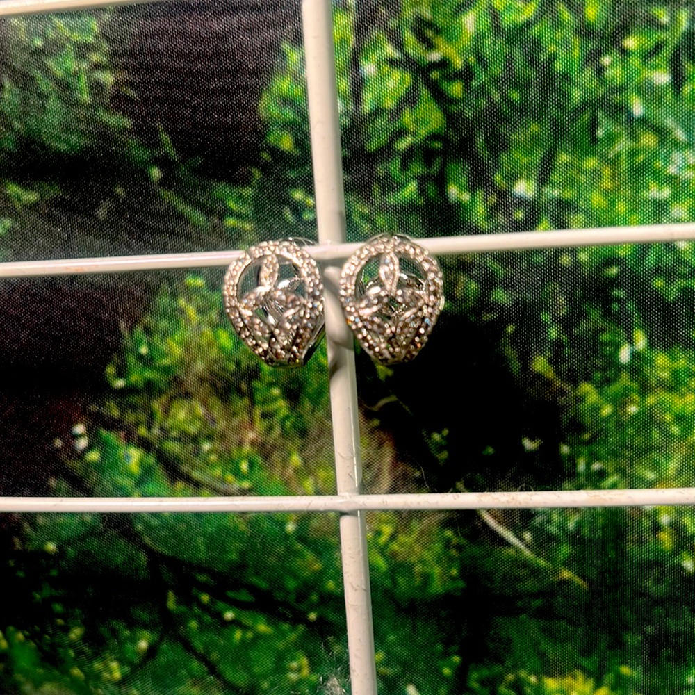 Earings With White Crystal